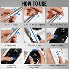 Electric Nail Drill Machine - 45000 RPM Electric Portable Nail File - Rechargeable