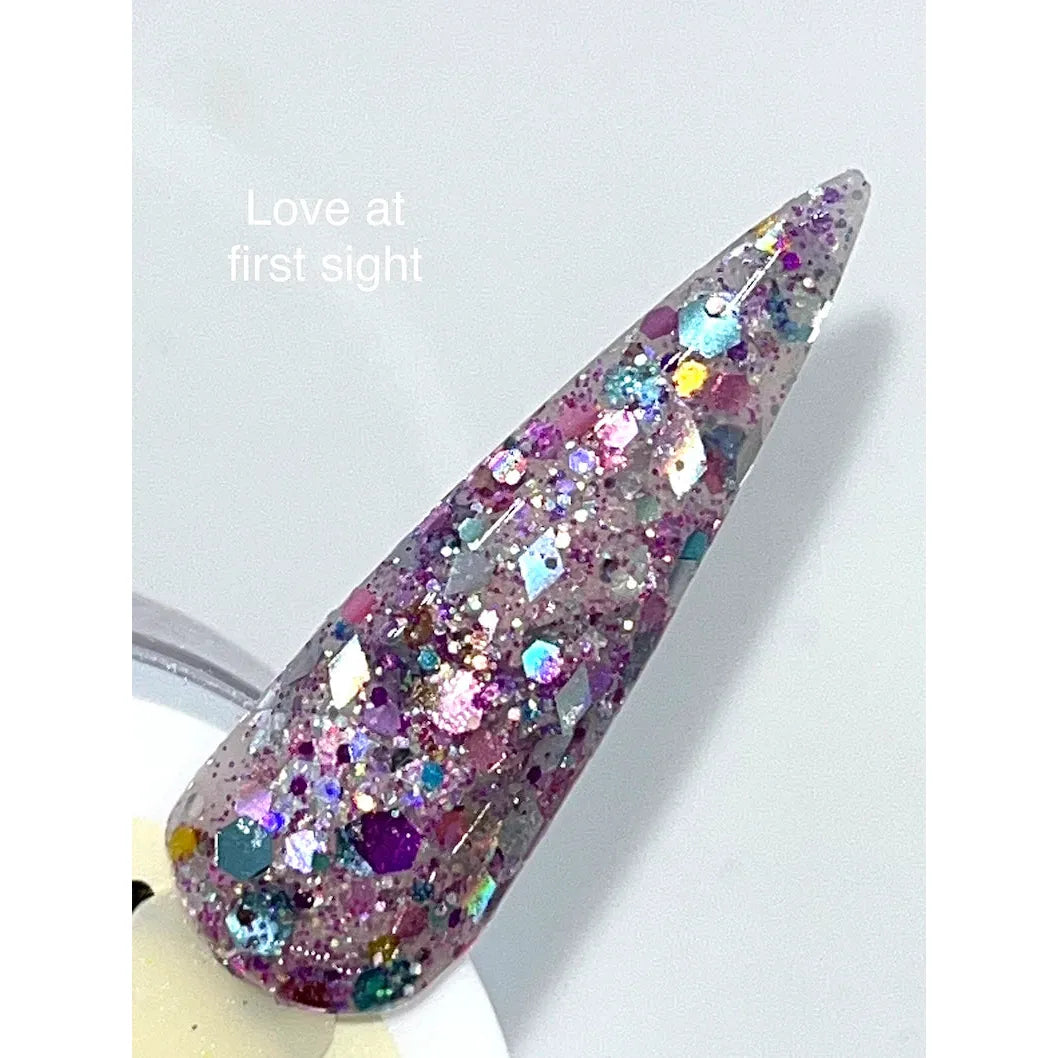 Love at first sight, Glitter acrylic powder, best glitter acrylic powder, glitter acrylic powder for acrylic nails, glitter nail dip, glitter nail dipping powder, acrylic powder