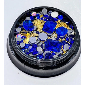 Blue Mixed Flat Back Mixed Nail Art Crystals - 3D Nail Accessories - Nail Art Crystals - Nail Rhinestones