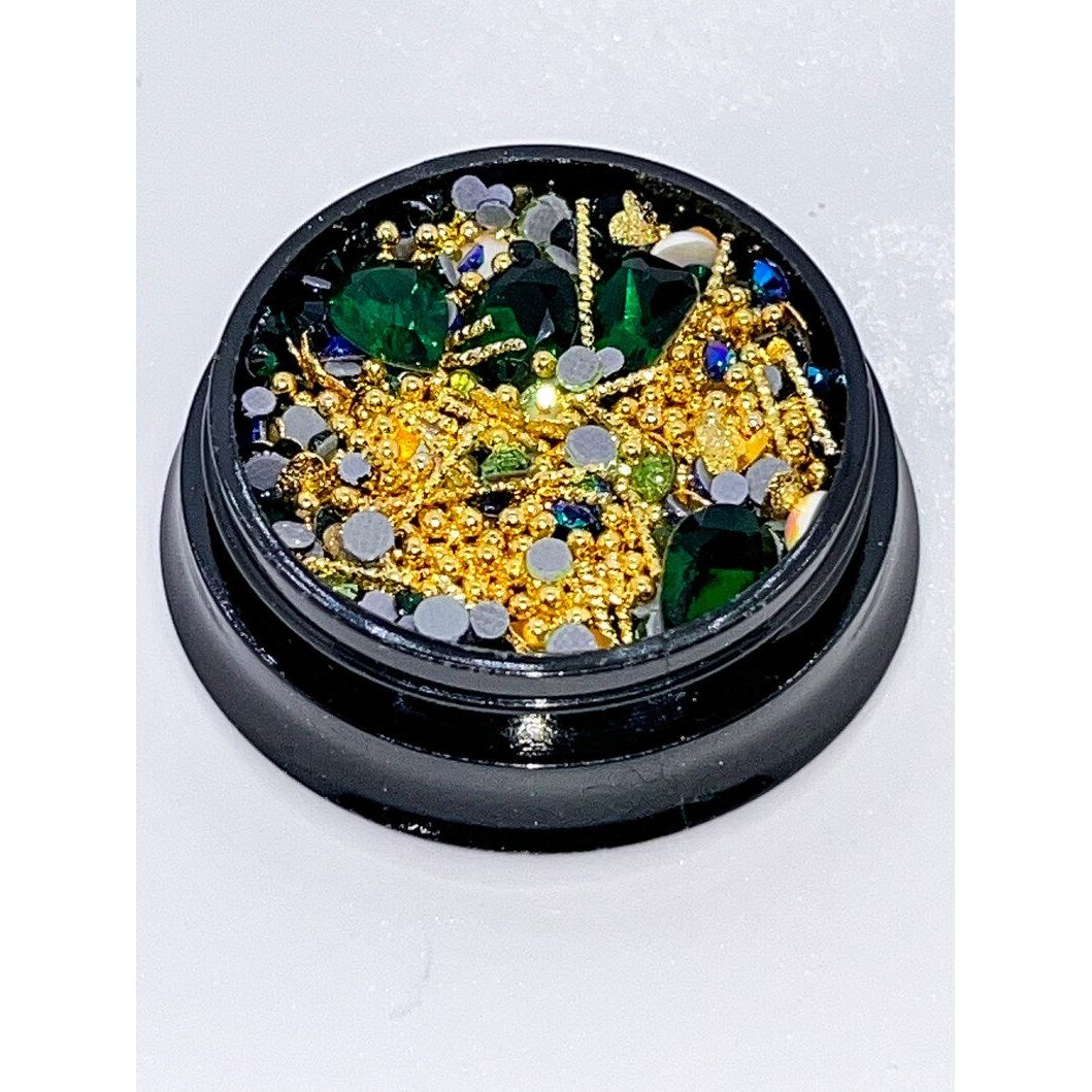 Green Mixed Flat Back Mixed Nail Art Crystals - 3D Nail Accessories - Nail Art Crystals - Nail Rhinestones