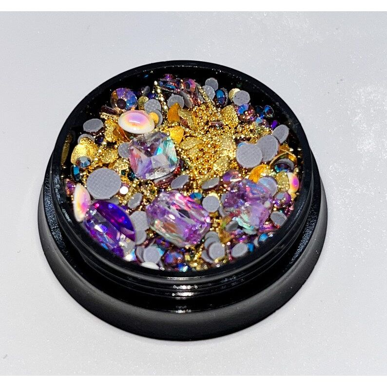Iridescent Purple Mixed Flat Back Mixed Nail Art Crystals - 3D Nail Accessories - Nail Art Crystals - Nail Rhinestones