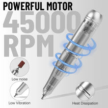 Electric Nail Drill Machine - 45000 RPM Electric Portable Nail File - Rechargeable