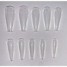50 / 100 / 500 pcs Long CLEAR Coffin Nail Tips- Full Coverage Coffin Nail Tips - Ballet Nail Tips