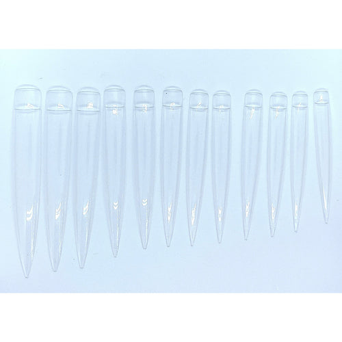 24 PCS XXL CLEAR Stiletto Nail Tips - Full Well Nails - Extra Long Stiletto Tips