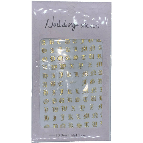 3D Nail Art Accessories - Gold Letter Nail Stickers